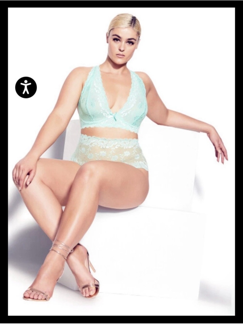 City Chic Mint Green Lace Bralette - NWT - Plus Size 16